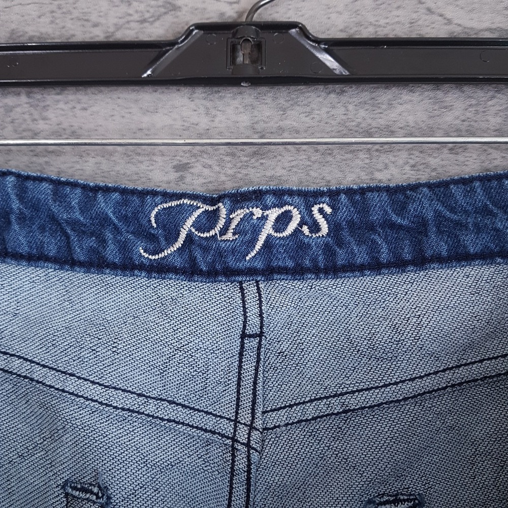 PRPS Demon Slim Straight Monogram Jeans Mens 36x34 Indigo Blue E107P213P - Picture 5 of 8